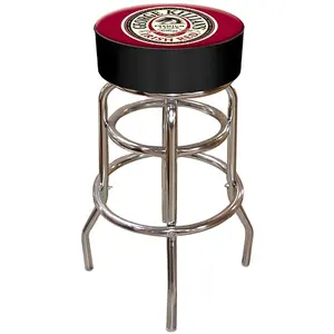 Taburete de Bar de cuero con logotipo impreso, silla redonda de Metal, Retro, personalizado