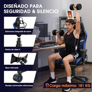 Fauteuil de jeu inclinable à 175 degrés, personnalisable, rouge, avec accoudoirs réglables, rembourré, fauteuil d'ordinateur 2D avec fonction de massage <span class=keywords><strong>chauffant</strong></span> - Product Image 5