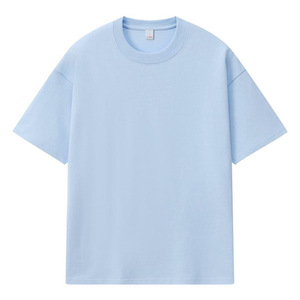 T-shirts amples à col rond et manches courtes pour hommes, 100 % coton peigné, couleur unie, impression de logo et de motifs personnalisés disponible - Product Image 5