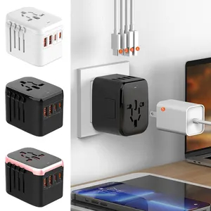 Convertidor de voltaje de adaptador de viaje universal con enchufe protector contra sobretensiones para carga rápida de viaje