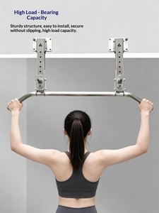 Barra de dominadas de acero inoxidable 304 para pared, con orificios de montaje, altura ajustable (38-80 cm), para fitness en casa - Product Image 3