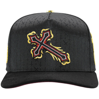 OEM ODM Nieuwe Stijl Zwarte Cross 3D Borduurwerk Gouden Bies Baseball Pet Verstelbaar Suède Sportief Luipaard Fruitpatroon Unisex