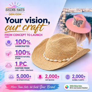 <span class=keywords><strong>Chapeau</strong></span> <span class=keywords><strong>de</strong></span> cowboy en <span class=keywords><strong>paille</strong></span> unisexe 2026 OEM Shinehats avec logo personnalisé, large bord, style vintage, pour l'été et la plage, vente en gros - Product Image 1