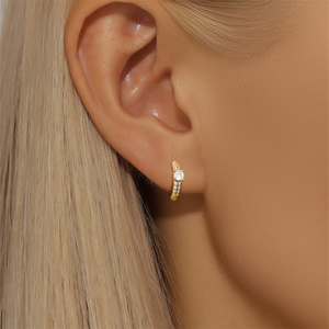 Fashion Jewelry Earring Women Simple <b>Small</b> Cubic Zirconia Huggie Cartilage 925 Geometry <b>Hoop</b> Earrings - Product Image 3