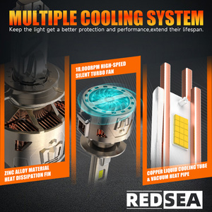 Redsea R33 4300K 330W 33000LM Lampadina <span class=keywords><strong>LED</strong></span> per Fari Auto con 3 Tubi in Rame 12V 24V Luci <span class=keywords><strong>LED</strong></span> per Auto H7 Canbus H1 H4 H11 9005 9006 <span class=keywords><strong>LED</strong></span> - Product Image 4