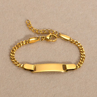 Pulsera de Identificación Personalizada de Acero Inoxidable 304, Chapada en Oro de 18K PVD, Resistente al Agua, con Grabado Láser Personalizado, para Niños y Adultos