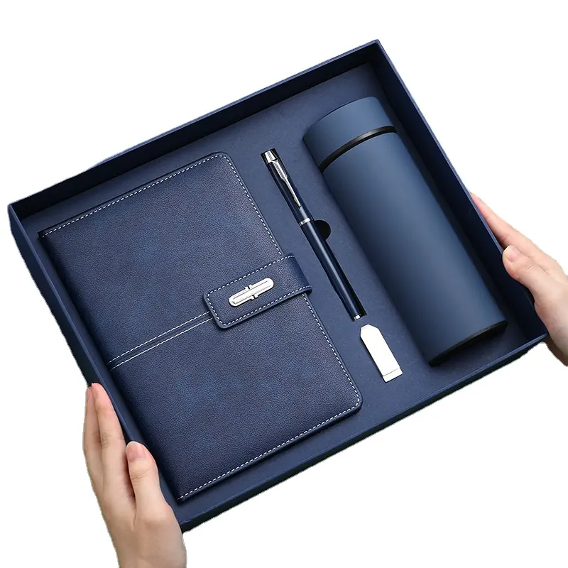 Composizione copertina in pelle soffice sublimazione logo personalizzato diario diario scrittura planner promozione aziendale taccuino con set regalo