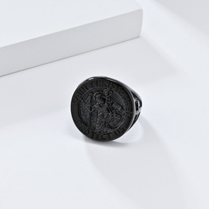 Saint Christopher Titanium Steel <b>Ring</b> For Men Cross Design Black Gold Silver Color Street Hip Hop Jewelry Gift - Product Image 4