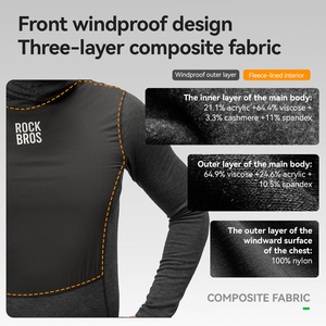 <span class=keywords><strong>ROCKBROS</strong></span> Haut de cyclisme thermique à manches longues coupe-vent à capuche pour adulte, unisexe, en molleton, viscose/acrylique/spandex, 374g - Product Image 4