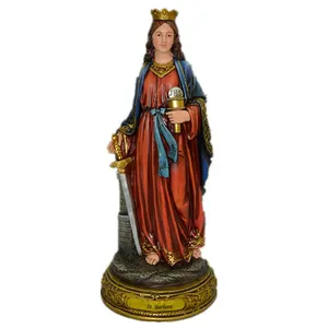 12 “树脂宗教物品基督教礼物圣巴巴拉雕像