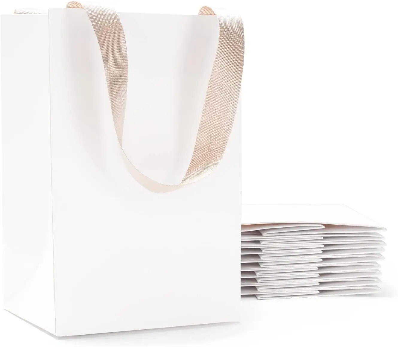 Perakende özel logo kişiselleştirilmiş beyaz şerit kolu butik alışveriş ambalaj hediye euro tote kağıt torba