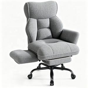Ultra High Lift Ergonomic Full-Body Support Criss <strong>Cross</strong> <strong>Legged</strong> Pink Teddy Fleece Velvet Ergonomic Office <strong>Chair</strong> with Footrest - Product Image 3