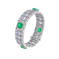 Bijoux de mode de luxe Asscher Cut Real Gemstone Bangles S925 Sterling Silver Lab Emerald Square Full Moissanite Bracelet