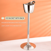 Seau à glace en acier inoxydable 304/201 avec support, récipient réfrigérant pour vin rouge, capacité 5L, durable pour le camping, les fêtes et les mariages