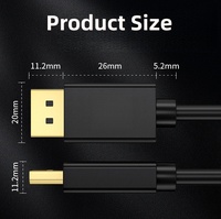 Cable de Alta Velocidad DP 1.4 de 8K con Revestimiento de Oro y Cubierta de PVC/Nylon para Computadora/Proyector/Monitor, 5m, 4K 240Hz para Juegos