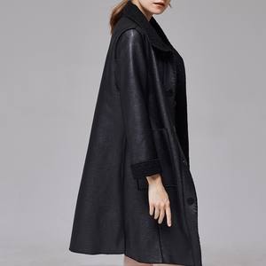 La fabbrica vende direttamente il più nuovo cappotto lungo al ginocchio autunnale con <span class=keywords><strong>Trench</strong></span> in pelle PU in <span class=keywords><strong>ecopelle</strong></span> - Product Image 4