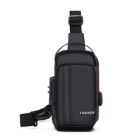 Bolso de Pecho de Piel Sintética PU de Calidad para Hombre, Estilo Bandolera, Deportivo, Impermeable, Antirrobo, con Cremallera y Puerto USB, Ideal para Senderismo y Correr