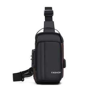 Bolso de Pecho Deportivo de Moda, Tipo Bandolera, Impermeable, Anti-Robo, de Cuero PU, con USB, para Senderismo y Running - Product Image 1