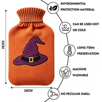 Bouillotte de haute qualité 2L avec housse tricotée Halloween, bouteille d'eau chaude en caoutchouc pour réchauffer les mains en hiver, idéale pour les douleurs menstruelles.