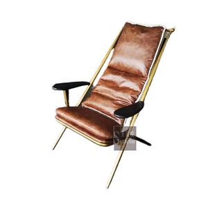 Công Nghiệp Kim Loại Sắt Giả Mạo Cánh Tay Bằng Gỗ Màu Nâu Da Ghế Phòng Chờ Với Ottoman Tân Chính Hãng Da Giọng Ghế Phòng Khách - Product Image 5