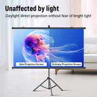 Écran de Projection Topleo d'Extérieur pour Films 60/120 Pouces Pliable avec Support, Écran de Projection LED Élévateur au Sol en Aluminium
