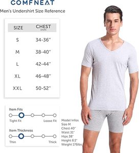 Nuove Magliette Intime da <span class=keywords><strong>Uomo</strong></span> Comfneat 2026, Confezione da 4 o 6 Pezzi, 100% Cotone, Comode T-Shirt con <span class=keywords><strong>Scollo</strong></span> a V Extra Basso - Invisibili Sotto la <span class=keywords><strong>Maglia</strong></span> - Product Image 6