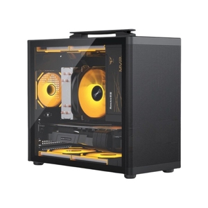 เคสคอมพิวเตอร์พกพาขนาดกลาง Mid Tower สำหรับเมนบอร์ด Mini-ITX ทำจากเหล็ก SPCC หนา 0.8 มม. พร้อมกระจกนิรภัยด้านข้างและพัดลมระบายความร้อนด้านหน้าขนาด 12 ซม. - Product Image 1