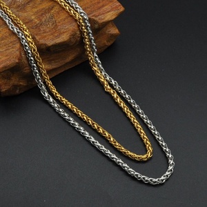 Factory Custom Chain <b>Necklace</b> 316 Stainless Steel Gold Wheat Chain <b>for</b> <b>Men</b> - Product Image 6