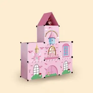 Prenses katlanabilir kale baskı ile çocuklar için komodin kapı saklama kutuları ve kovaları karton İşlevli klasik Modern