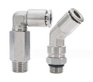 Conector Neumático de Metal, <span class=keywords><strong>Material</strong></span> de Latón, Niquelado, <span class=keywords><strong>PLV</strong></span> 135 Grados, Conexiones de Empuje, Acoplador Rápido Neumático de Un Toque - Product Image 3