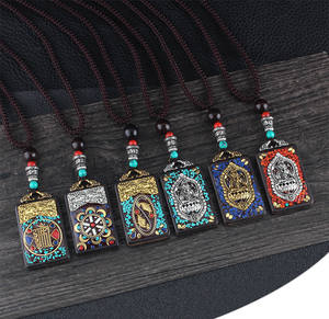 Vintage Nepal Lange Boeddhistische Mala Hout Kralen Accessoires Etnische Bohemian Bohemen Boeddha Lucky Hanger & Ketting Voor Vrouwen Mannen - Product Image 2