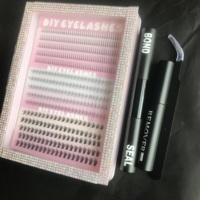 Extensions de cils en faux vison OEM, en gros, grande capacité, DIY, bouquets de cils 16 rangées, mixtes 8 10 12 14 16mm, courbure D, 60D 80D 100D