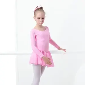 Robes de ballet pour filles, justaucorps à jupe, manches longues, vêtements de scène, vente en gros - Product Image 4