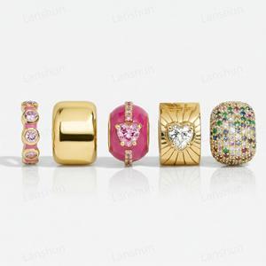 Collier personnalisé en laiton plaqué <span class=keywords><strong>or</strong></span> avec pendentif en zircon coloré et perle émaillée, bijoux de mode pour femmes - Product Image 3