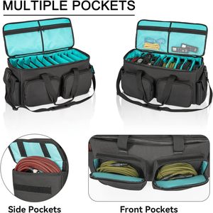 Free Sample DJ Cable File Bag with Detachable Padded Bottom and Dividers Travel Musicians Gig Bag for DJ Gear Storage Bag - Product Image 5