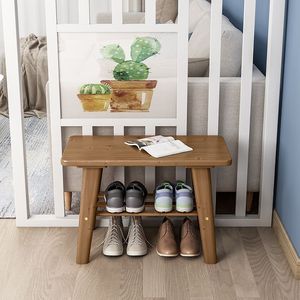 Banc à chaussures en bois massif avec rangement, design gain de place pour entrée ou chambre - Product Image 3