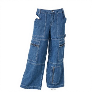 Jeans pour femmes de style rétro, taille basse, respirants, écologiques, décontractés, multi-poches, avec fermeture éclair, de qualité supérieure, vente en gros, style européen et américain - Product Image 3