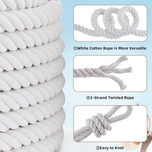 Cuerda Trenzada de Algodón Blanco Natural Forrek de 1/2 Pulgada (12 mm) y 50 Pies, Resistente, para Juegos de Arrastre, Fitness, Navegación, Actividades al Aire Libre y Manualidades - Product Image 5