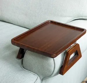 Creatieve Houten Sofa Tray Rechthoekige Bank Armsteun Lade Massief Hout Ontbijt Inventaris Hart Thee Lade