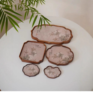 Juego de posavasos de madera de nogal, forma irregular, aislante del calor, antideslizante, para servir té y café en hoteles. - Product Image 1