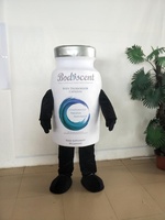Costume de mascotte en peluche blanche personnalisé en forme de bouteille Blue Sky pour événements publicitaires, adultes, unisexe
