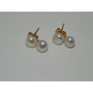 Orecchini gemelli in oro 14K con punta di perle barocche - Product Image 1