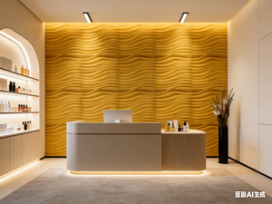 แผ่นผนังเสียง 3 มิติ USONG รุ่น E0 ROHS โพ<span class=keywords><strong>ล</strong></span>ีเอสเตอร์ <span class=keywords><strong>ล</strong></span>ายคลื่น 3 มิติ สำหรับตกแต่งสำนักงาน ห้องประชุม - Product Image 1