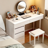 Table basse moderne en bois de 120 cm avec tiroirs et miroir éclairé, construction durable et écologique pour chambre à coucher et salon de beauté ChuanJing