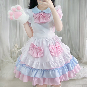 Lolita Maid Costume Pink Skirt Apron Bow 3 Headpieces Anime Cosplay Outfit For Girls Age 14 Up Spring 2025 - Product Image 3