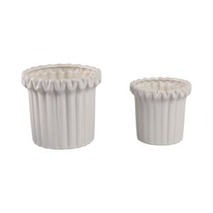 Vasi in ceramica con bordo arricciato per decorazioni di piante da interno ed esterno - Product Image 2