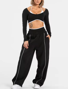 Personnaliser les pantalons baggy à double taille et à jambes larges <span class=keywords><strong>pour</strong></span> femmes pantalons de survêtement <span class=keywords><strong>pour</strong></span> femmes vente en gros de pantalons de haute qualité - Product Image 3