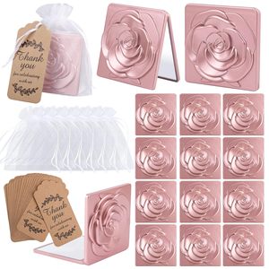Specchietti <span class=keywords><strong>a</strong></span> Forma di Rosa con Etichette di Ringraziamento e Sacchetto per Donne, Regali per Matrimoni, Addii al Nubilato, Feste, Bomboniere, Souvenir per la Festa della Mamma - Product Image 1
