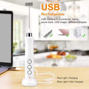 <span class=keywords><strong>Mousseur</strong></span> à lait rechargeable usb puissant, aérateur électrique portatif, <span class=keywords><strong>mousseur</strong></span> de café à lait avec 3 fouets blanc noir - Product Image 5