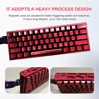 Clavier de jeu mini 61 touches personnalisé avec touches en cristal de glace rouge craquelé, rétroéclairage RVB, programmation Type-C, aluminium creux, interrupteurs magnétiques